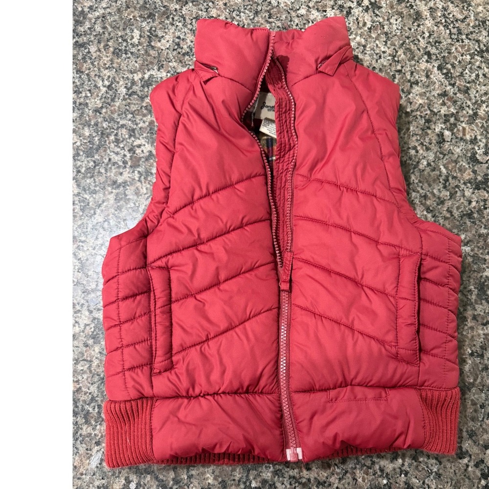 Jonathan Stone Kids Red Quilted Puffer Vest Plaid Lined Size S 7/8